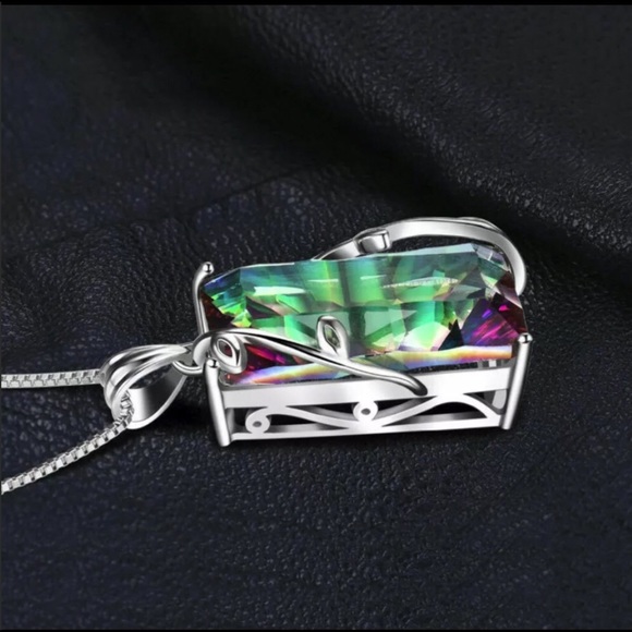 925 Silver Mystic Rainbow Topaz Necklace - Picture 5 of 8